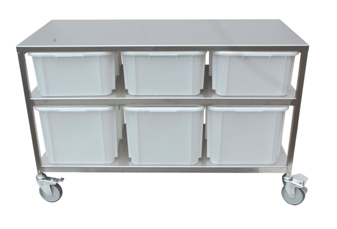 [TARX-ZTW4060-6] VEJEBORD med plastbeholder 3x40L & 3x60L 