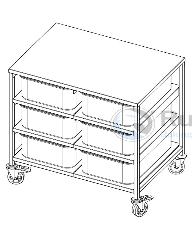 [TARX-ZTW630] VEIEBORD med plastbeholdere 6x30L 